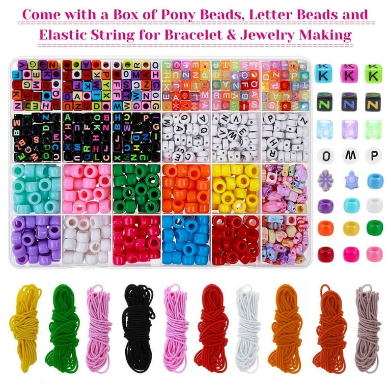 Bead Bracelet Making Kit Bead Friendship Bracelets Kit with Pony Beads Letter Beads Charm Beads and Elastic String