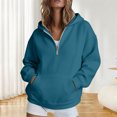 thumbnail image 5 of Wxolcjlv Solid Quarter Zip Hoodies for Women Long Sleeve Pullover Tops, 5 of 6