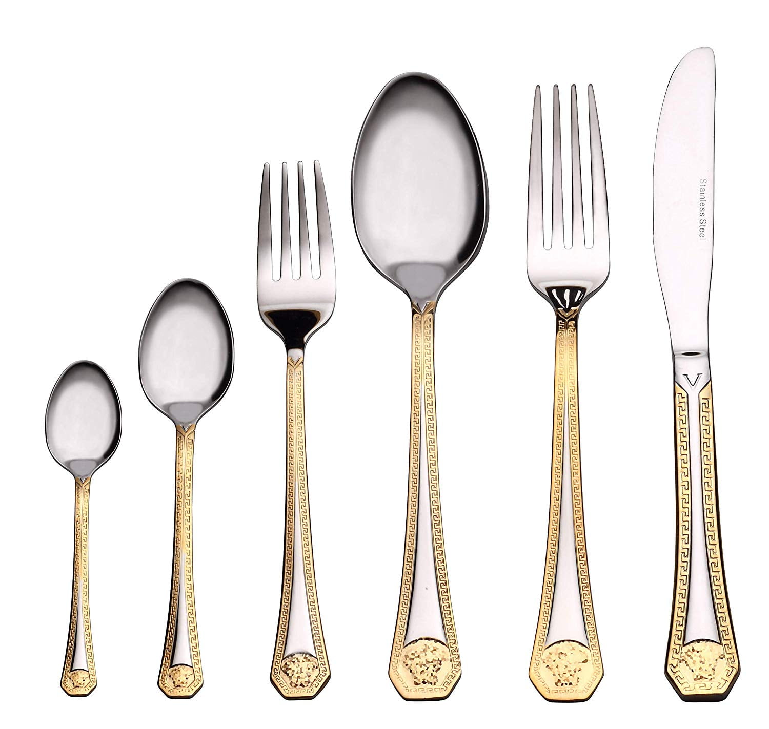 Venezia Collection 'Greek' 75Piece Fine Flatware Set, Silverware Cutlery Dining Service for 12