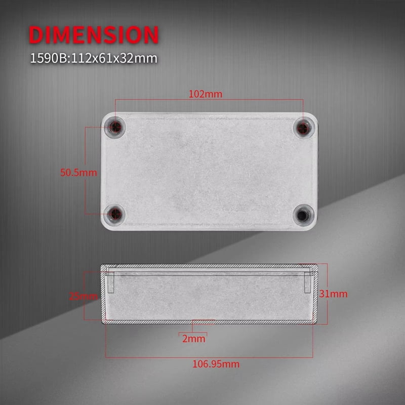5PCS Guitar Effect Pedal Enclosure 1590B Aluminum Diecast Stomp Box Toggle Switch Box Case