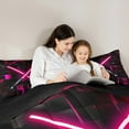 thumbnail image 5 of Erosebridal 3D Lightsaber Games Bedding Sets Twin with Comforter,Neon Lights Duvet Insert,Pink Geometry Gradient Grid Comforter Sets Twin Size,Breathable Room Decor Reversible，2pcs, 5 of 8