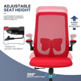 thumbnail image 5 of MoNiBloom Set of 2 Swivel Office Task Chair, Ergonomic Adjustable Reception Seat with Backrest Flip-Up Arms Lumbar Support, Red, 5 of 12