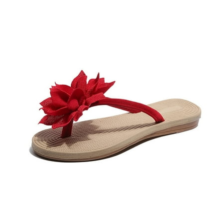 

UDIYO Women Fashion Summer Non Slip Flower Flip Flops Outdoor Beach Shoes Flat Sandals