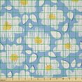 thumbnail image 2 of Ambesonne Floral Fabric by the Yard Microfiber, Happy Pastel Daisy Flowers, 1 Yard, Mustard Pale Sky Blue, 2 of 2