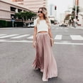 thumbnail image 4 of Fgnfyis Womens Fashion High Waist Fold Soild Loose Beach Wrap Maxi Long Skirt Flowy Boho Pleated Skirt Pink M, 4 of 8