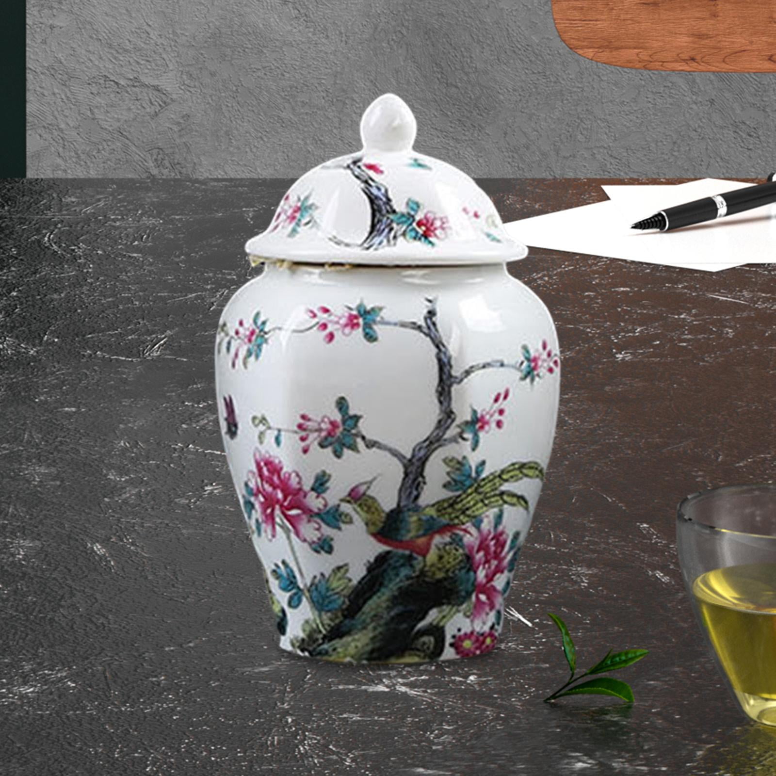 Ceramic Ginger Jar, Porcelain Temple Jar, Porcelain Food Storage Jar