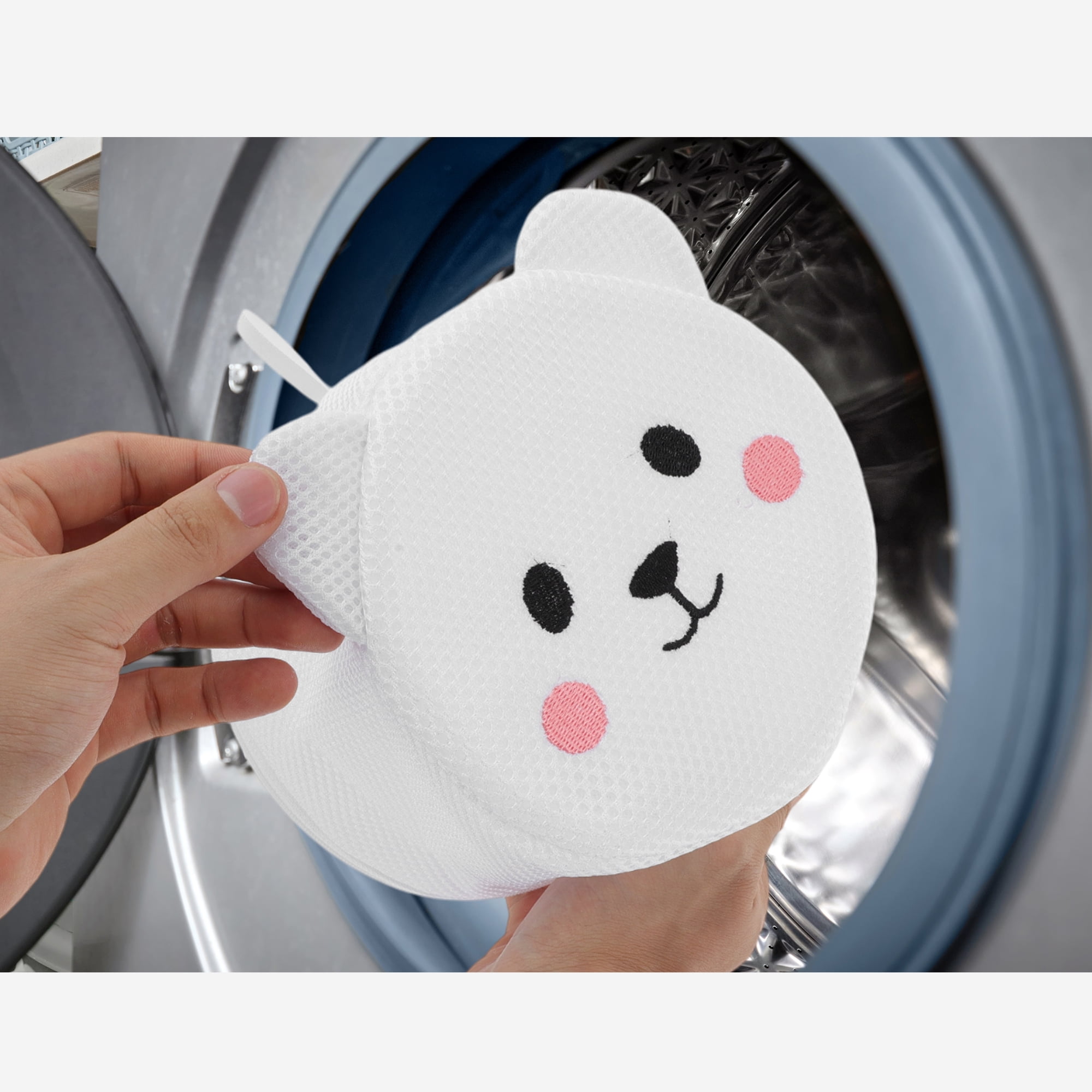Unique Bargains Mesh Laundry Bag with Hanging Loop and Zipper Closure Polar Bear