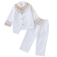 thumbnail image 2 of HAYIMI Boys Outfit Sets Cartoon Outfit African Bohemian Button Down Long Sleeve Neck Shirt And Pants Two Piece Children Casual Wear Dashiki Ankara Outfit Set Clothes Sets , White, 2 of 7
