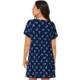 thumbnail image 2 of Bixox Nautical Themed Simple Anchors Pattern Women's Nightgown, Soft & Breathable Sleepwear, Round Neck Knee-Length Pajama Dress,Loungewear for Home & Sleep, 2 of 7