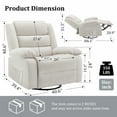 thumbnail image 2 of Lnsenfin Oversized Swivel Rocker Recliner Chair for Adults with Massage for Living Room,Beige, 2 of 6