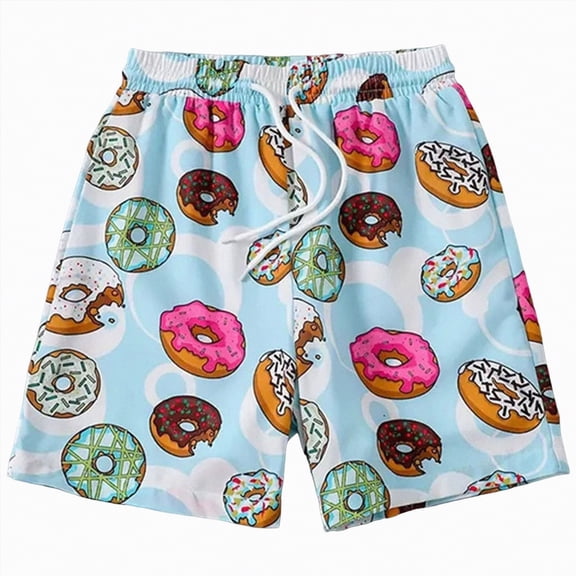 Gubotare Little Boys Shorts Kids' Coconut Palm Ice Cream Donut Print Casual Shorts | Boys' Vacation Beach Shorts 2-14 Years | High Quality, Soft, Family Matching Size 7-8 (Light Blue,7-8 Years)