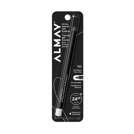 Almay All-Day Intense Gel Eyeliner Bold Longwear Eye Makeup, Hypoallergenic, 110 Rich Black, 0.045 oz