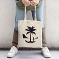 thumbnail image 2 of Serene Beach Scene Tote Bag - Canvas Multifunctional Reusable Shopping Bag with Palm Tree Design Perfect for Travel & Parties, 2 of 4