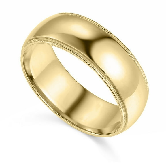 Dimaya Fine Jewelry 14K Yellow Gold 7-mm Unisex Comfort-Fit Polished Milgrain Wedding Band