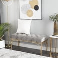 thumbnail image 2 of DecMode Velvet Tufted Bench with Gold Metal Legs, Gray, 2 of 13