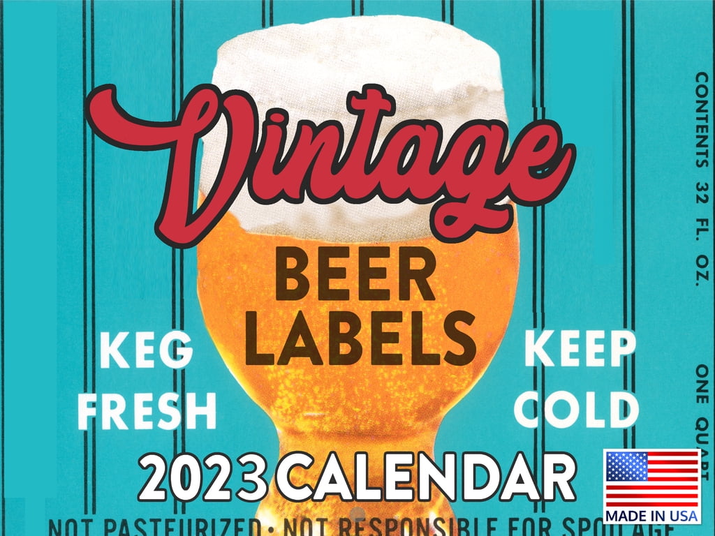 Vintage Beer Label 2023 Calendar Planner Monthly Wall Hanging Home Bar ...