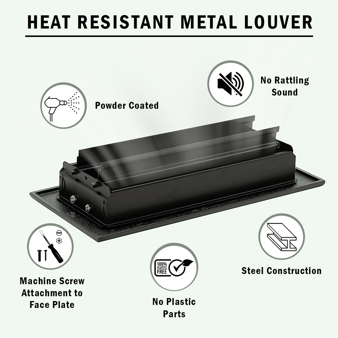 Achtek Air Supply Vent 4"x 12" Duct Opening (Overall 5-1/2"x 13-3/4") Solid Cast Aluminum Register Cover | Powder Coated