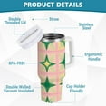 thumbnail image 2 of Yayeee 40oz Stainless Steel Tumbler with Straw and Handle Double-Wall Insulated Travel Water Bottle, Green Symmetrical Stars, 2 of 8