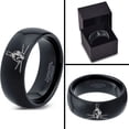 thumbnail image 4 of Tungsten Greek Roman Helmet Mohawk Crossed Spears Band Ring 8mm Men Women Comfort Fit Black Dome Polished, 4 of 4