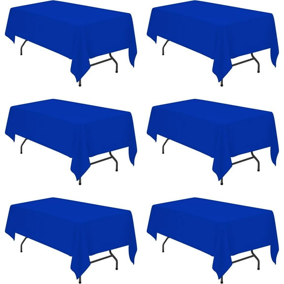 6 Pack Royal Blue Tablecloths for 6 Foot Rectangle Tables 60 x 102 Inch - 6ft Rectangular Bulk Linen Polyester Fabric Washable Cloth Cover for Wedding Reception Banquet Birthday Party