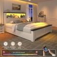 thumbnail image 6 of EnHomee Full Size Bed Frame with Headboard and 4 Drawers Bed Frame Full Bed Frame with LED Lights & 2-Tier Storage Shelf & Charging Station NO Box Spring Needed, 6 of 7