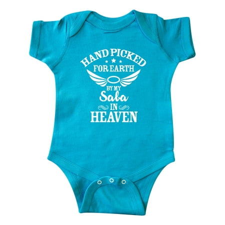 

Inktastic Handpicked for Earth By My Saba in Heaven with Angel Wings Gift Baby Boy or Baby Girl Bodysuit
