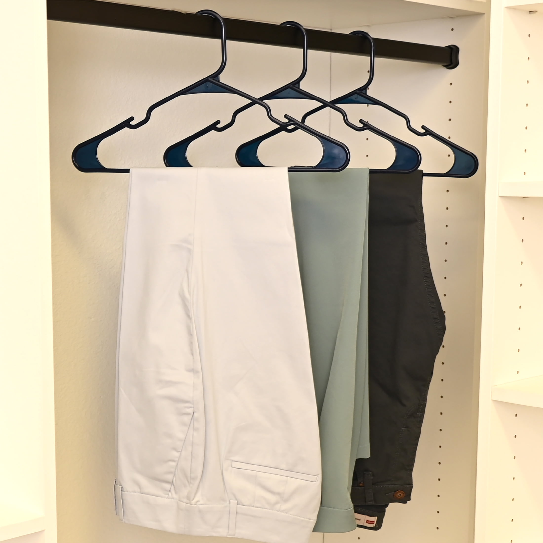 Mainstays Plastic Notched Adult Hangers for Any Clothing Type, Blue Sapphire 50 Count