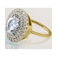 thumbnail image 5 of Halo Jewelers 14k Yellow Gold Double Halo Solitaire Style, Center 11X9MM Oval Cut Lab Created Moissanite And Natural Diamond Engagement Ring for Women (3.70 Cttw) Ring Size-8.5, 5 of 6