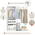thumbnail image 6 of iSunirm 5FT Closet System with 3 Wooden Drawers, Reversible Closet Organizer with Hanging Rod & Shelf Tower, Sturdy Wardrobe Closet Garment Rack for Bedroom/Closet, 60"W x 80"H x 15"D, White, 6 of 11