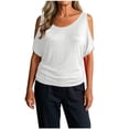 thumbnail image 4 of Tqcoqu Womens Summer Cold Shoulder Tops,Short Sleeve T Shirts Pullover Casual Dolman Blouses,White Women's S-XXXL, 4 of 9