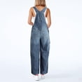 thumbnail image 4 of Womens Classic Denim Jumpsuit Loose Fit Straight Leg Adjustable Strap Suspender Suit Casual Jeans Shear Jumpsuit Coverall Leg Straps Top Jumpsuit for Women Jean Jumpsuit for Women Body Suit Womens, 4 of 4