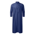thumbnail image 3 of Bcfgryg Men's Muslim Clothes with Pockets Button Down Long Gown Clothes Blue, 3 of 4