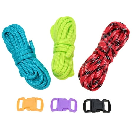 Moving Survival Kit 3Pcs 2.5m Paracord 7 Strand Parachute Cord Outdoor Emergency Survival Tool Hand-knitted DIY Kits ()