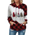 thumbnail image 1 of Sudaderas con capucha para mujer Estilo navideño Cordón Contraste Color Bolsillo frontal Sudadera con capucha para mujer para oficina Citas Fiesta Manga a cuadros roja XXL, 1 of 5