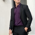 thumbnail image 3 of HISDERN Mens Dress Shirts Long Sleeve Button Down Shirt Casual Solid Formal Business Shirt Purple, 3 of 12