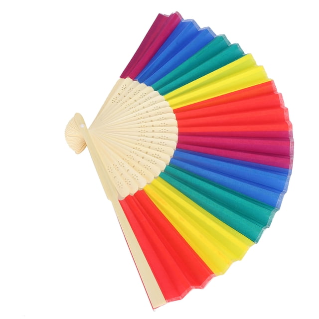 Ventilador Plegable De Mano De Estilo Retro, 6 Uds., 21CM, Marco De Bambú, Ventilador Plegable De Iris Para Decoración