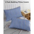 thumbnail image 3 of Dark Blue Striped Pillow Covers Queen Size 2 Pack, Modern Beige Geometric Country Soft Bed Throw Pillowcases Breathable Cooling Long Lumbar Body Pillow Sham Cover for Bed Sofa 20''x30'', 3 of 7