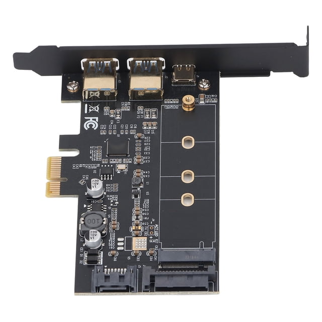 PCI-E To USB 3.0 PCI Express Card, PCI-E USB 3.0 Type C Adapter Stable Built in Current Protecting PCB with Fittings for 32 Bit 64 Bit System