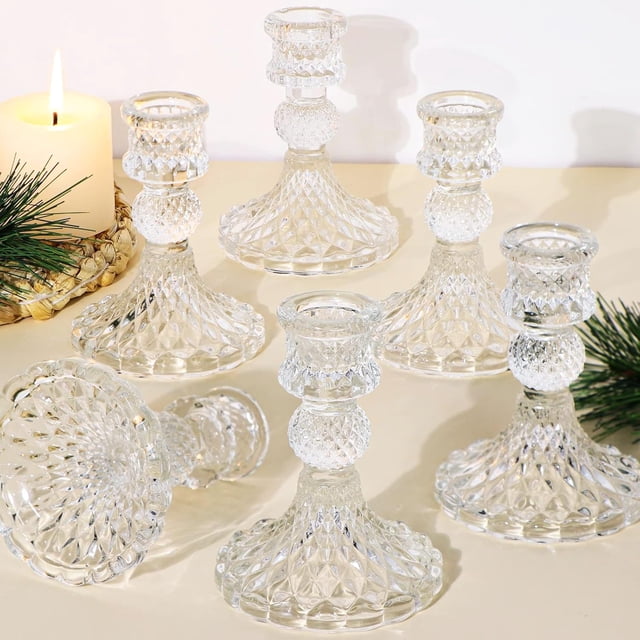 Set de 6 portavelas de cristal Simeitol Clear Vintage 11x8 cm