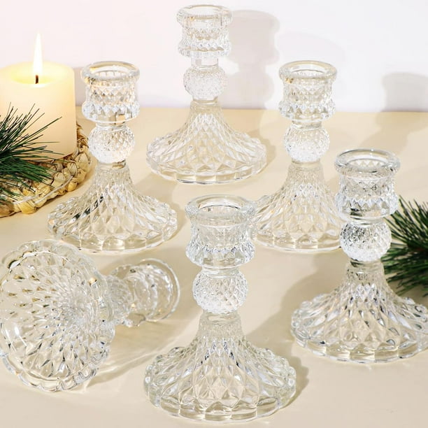 Set de 6 portavelas de cristal Simeitol Clear Vintage 11x8 cm
