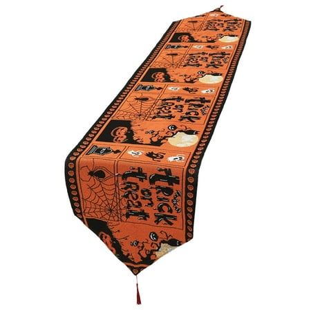 

Fovolat Halloween Decorative Table Runner|Cotton and Linen Table Cloth with Tassels|Halloween Christmas Dinner Parties Supplies Home Decorations 13x71 Inch