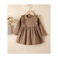 thumbnail image 2 of xiaxaixu Robe d'Automne pour Filles, Couleur Unie Col Rond à Volants Manches Longues, 2 of 8