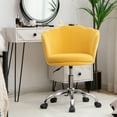 thumbnail image 3 of Costway Velvet Petal Shell Office Chair Adjustable Swivel Accent Vanity Armchair Yellow, 3 of 10