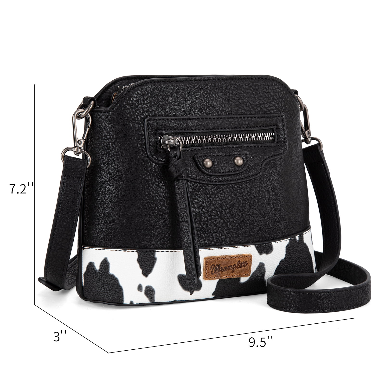 Wrangler Small Crossbody Bags for Women Shoulder Cute Purses and Handbags with Adjustable Strap, Cow-Black