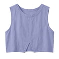 thumbnail image 4 of Omexry Business Casual Tops for Women Women's Color Buttoned -Linen Sleeveless Top Ladies' Top Ladies' Tank Top, 4 of 7