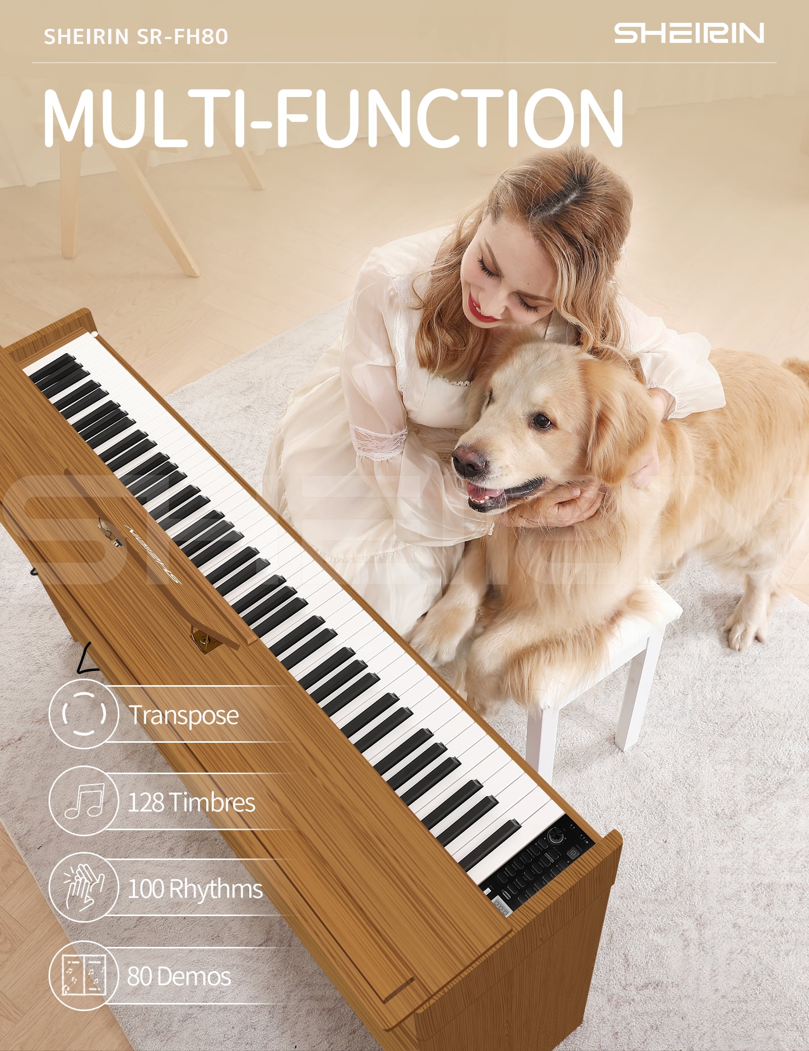 SHEIRIN Digital Piano 88 Keys Weighted Keyboard Electric SHEIRIN Digital Piano 88 Keys Weighted Keyboard Electric