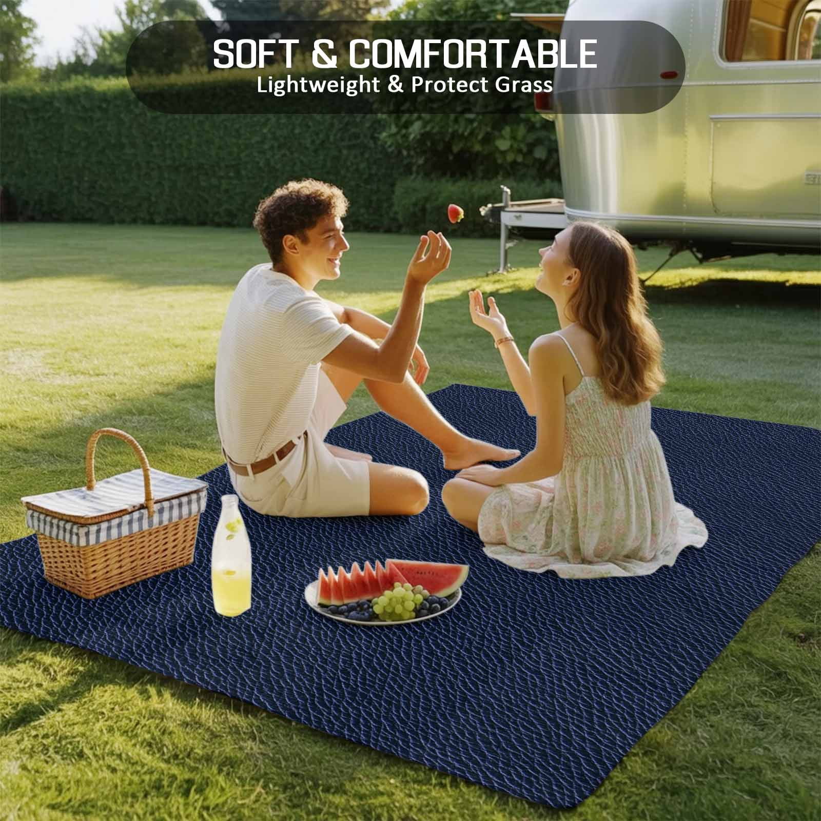 Fsddascl Solid Dark Blue Outdoor Rug for Patio/Deck/Porch, Non-Slip Large Area Rug 4 x 6 Ft, Minimalism Abstract Denim Texture Indoor Outdoor Rugs Washable Area Rugs, Reversible Camping Rug Carpet
