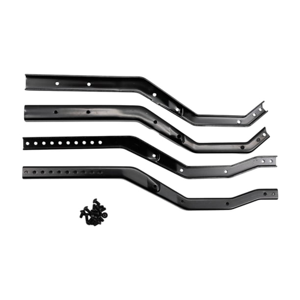 4 piezas de rieles de chasis de coche RC 1/10, piezas de repuesto profesionales, fáciles de instalar Negro