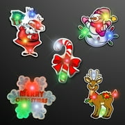 FlashingBlinkyLights Assorted Christmas Light Up LED Lapel Pins (Set of 25)
