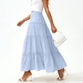 thumbnail image 6 of APEXFWDT Women's Summer Maxi Skirt Casual Flared Long Maxi Skirt Trendy Flowy Beach Boho Skirt for Holiday and Travel,XXL,Light Blue, 6 of 6